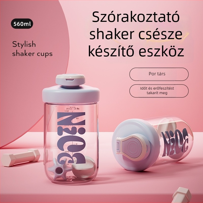 Műanyag sportos shaker pohár, nagy kapacitás, 2025-ös modell, fehérje turmixhoz, mérőskálával