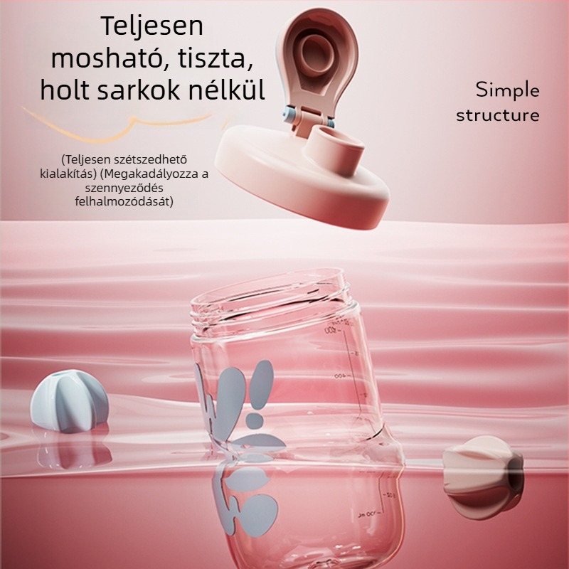 Műanyag sportos shaker pohár, nagy kapacitás, 2025-ös modell, fehérje turmixhoz, mérőskálával