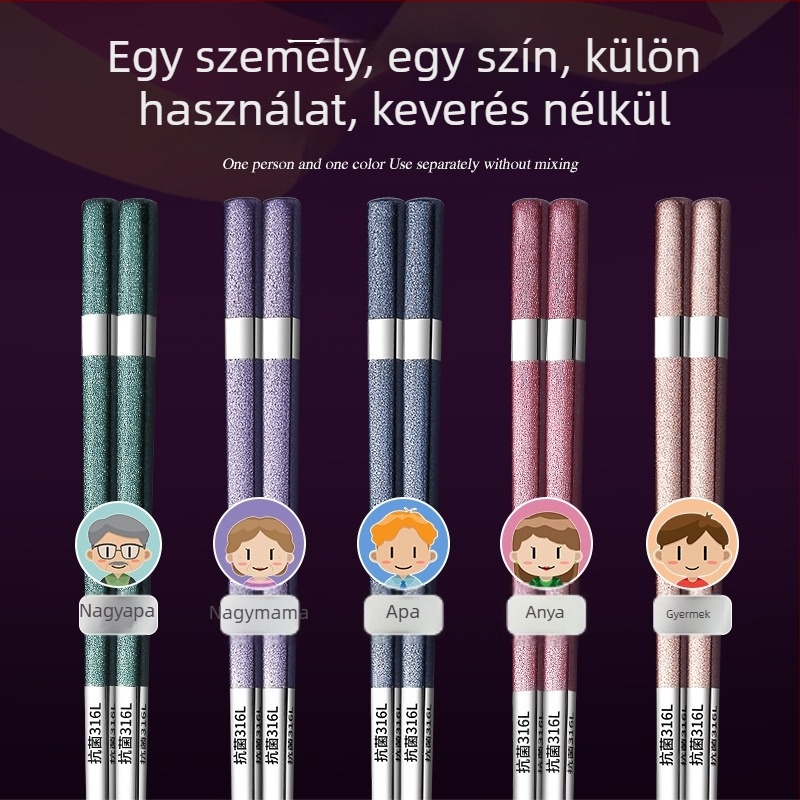 Rozsdamentes acél háztartási evőpálcika és kanál készlet, egy személyre szóló használatra, prémium kialakítás