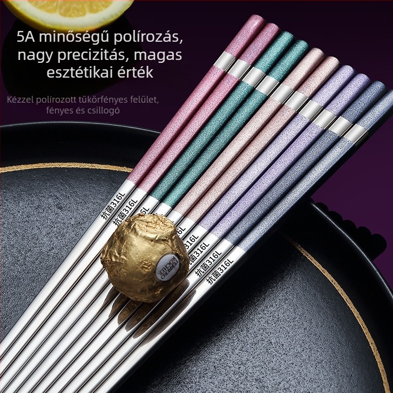 Rozsdamentes acél háztartási evőpálcika és kanál készlet, egy személyre szóló használatra, prémium kialakítás