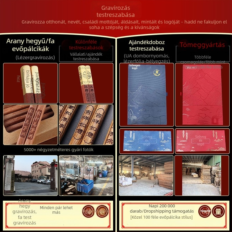 Családi fa evőpálcika készlet, csúszásmentes, új modell, tömör vörös szantálfa, gombaálló, otthoni használatra