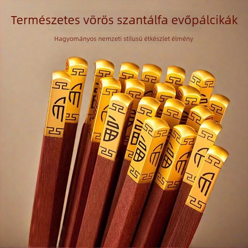 Családi fa evőpálcika készlet, csúszásmentes, új modell, tömör vörös szantálfa, gombaálló, otthoni használatra