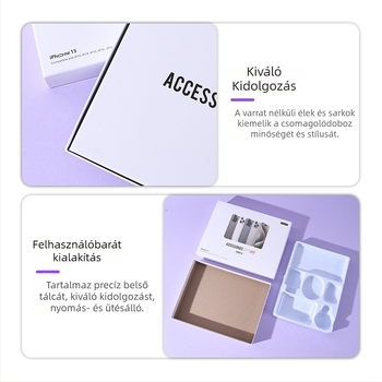 Új Apple 17-es telefonhoz készült csomagolási készlet: telefonvédő, mágneses fülhallgató, öt- vagy hat darabból álló csomagolás, adatkábel, flip-top kupakkal ellátott ajándékdoboz