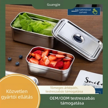 Élelmiszer-minőségű 304 rozsdamentes acél hűtőszekrényhez való tároló, lezárt fedéllel