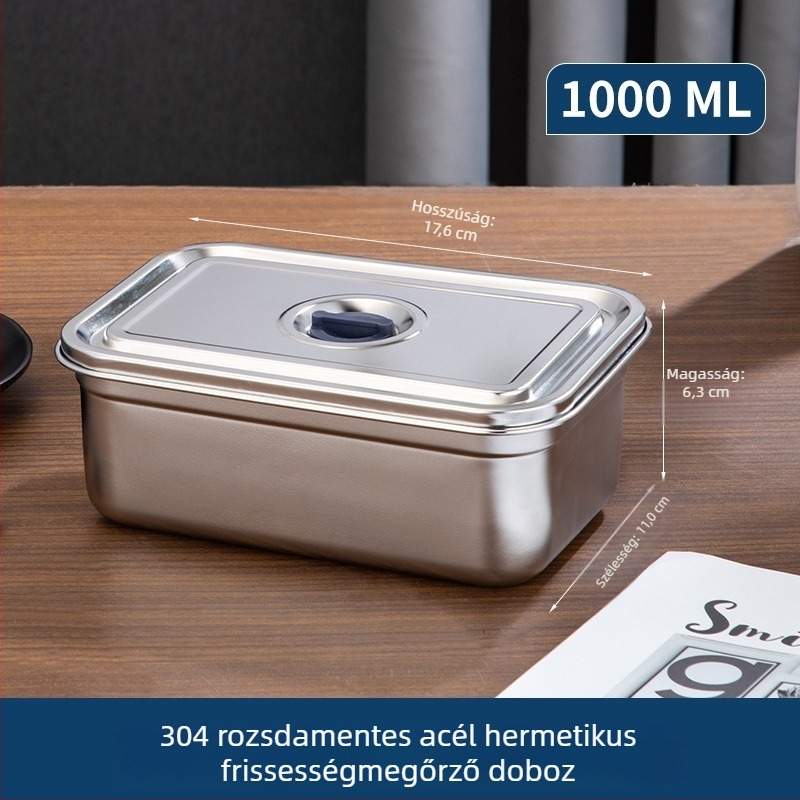 Élelmiszer-minőségű 304 rozsdamentes acél hűtőszekrényhez való tároló, lezárt fedéllel