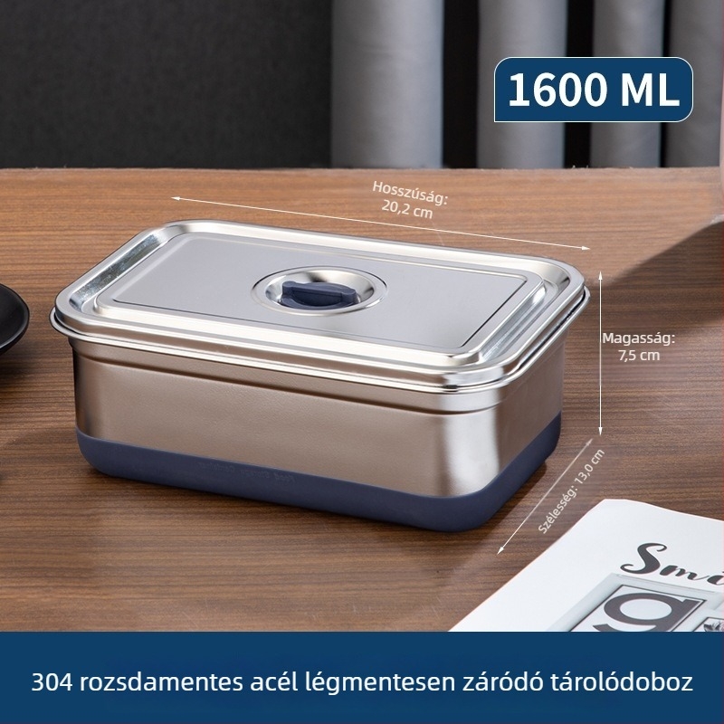 Élelmiszer-minőségű 304 rozsdamentes acél hűtőszekrényhez való tároló, lezárt fedéllel