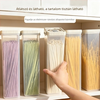 Konyhai tészta tároló doboz, élelmiszer-minőségű, átlátszó, négyszögletes, zárható