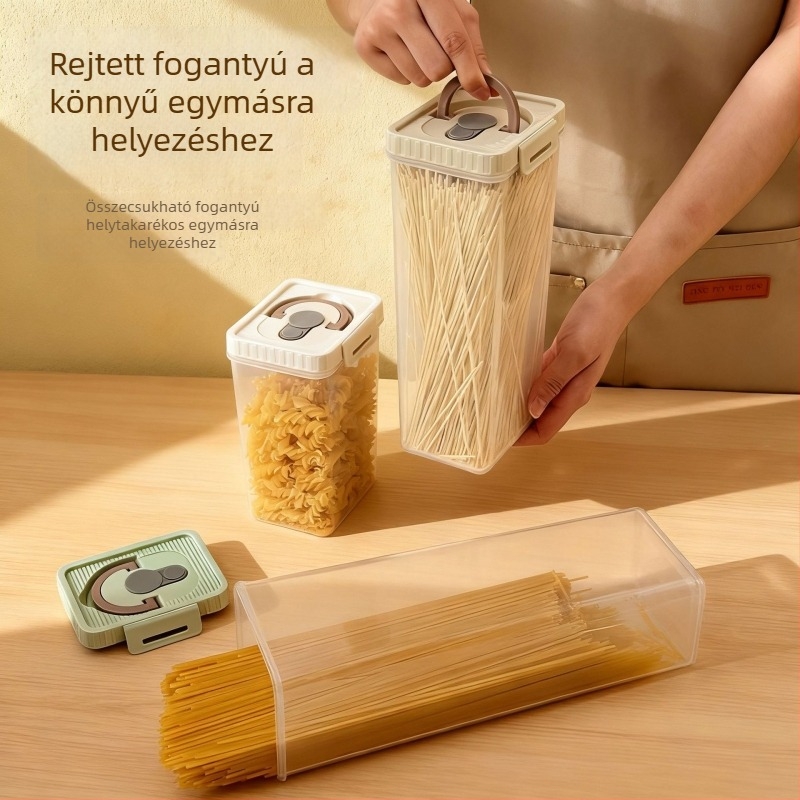 Konyhai tészta tároló doboz, élelmiszer-minőségű, átlátszó, négyszögletes, zárható