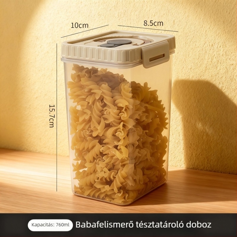 Konyhai tészta tároló doboz, élelmiszer-minőségű, átlátszó, négyszögletes, zárható