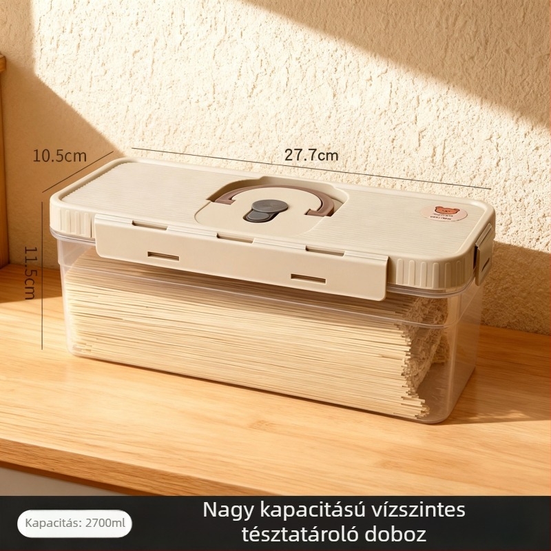 Konyhai tészta tároló doboz, élelmiszer-minőségű, átlátszó, négyszögletes, zárható