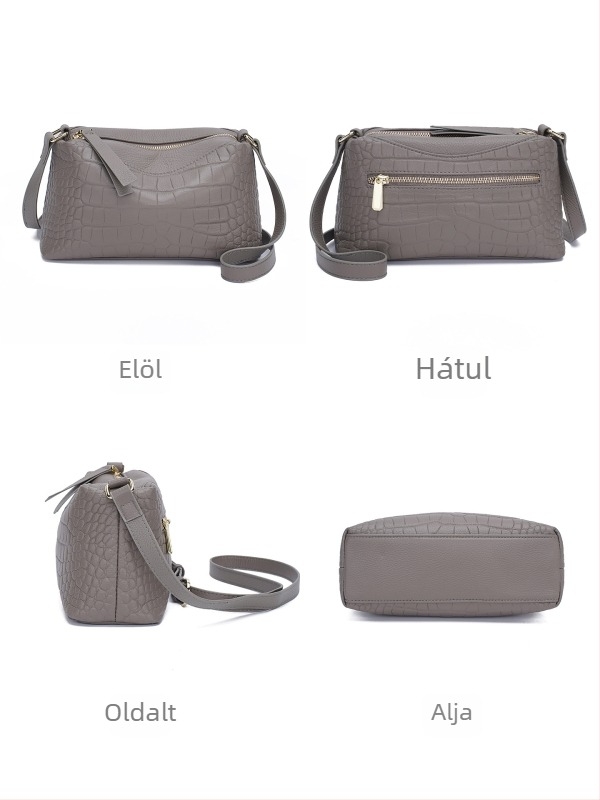 Első rétegű marhabőr kőmintás textúrájú, nyári valódi bőrből készült crossbody női táska, elegáns és mindennapi viseletre alkalmas