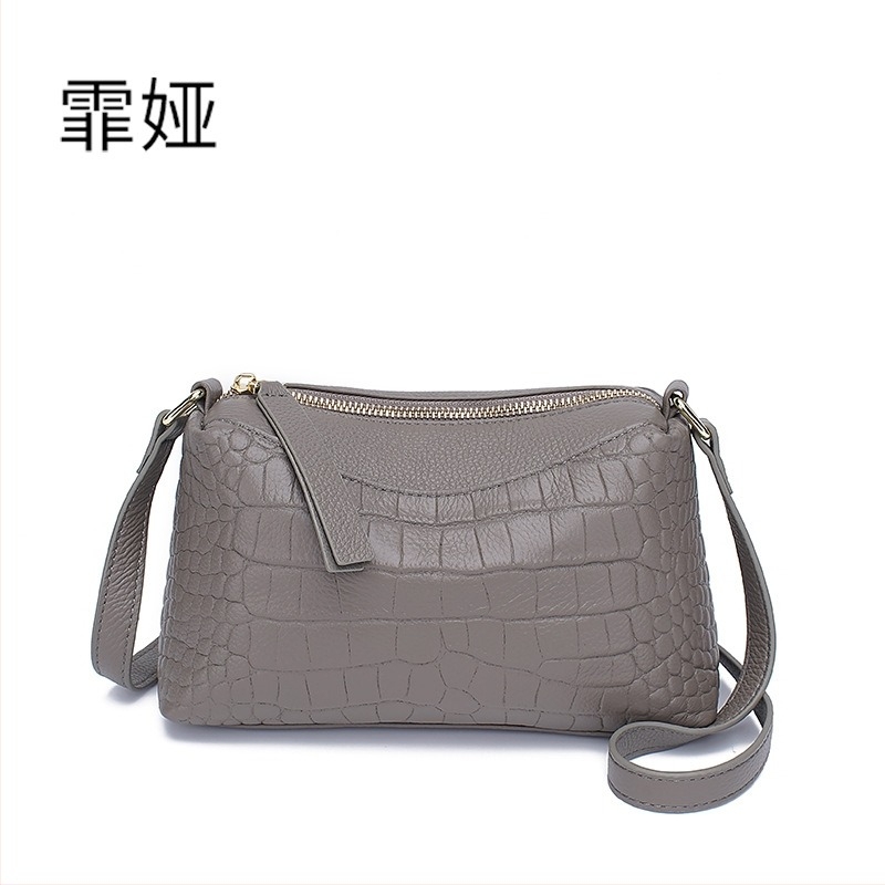 Első rétegű marhabőr kőmintás textúrájú, nyári valódi bőrből készült crossbody női táska, elegáns és mindennapi viseletre alkalmas