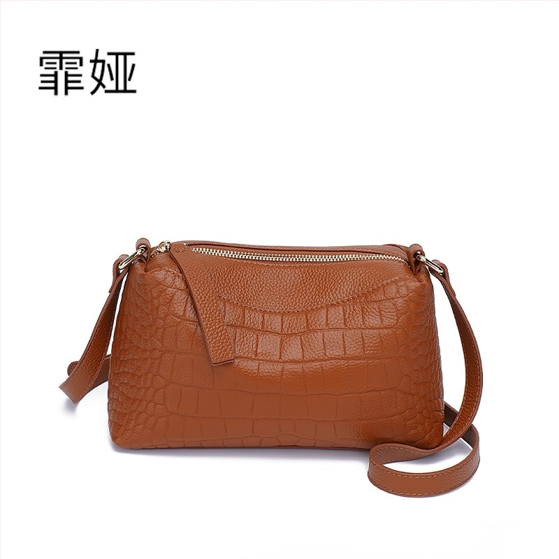 Első rétegű marhabőr kőmintás textúrájú, nyári valódi bőrből készült crossbody női táska, elegáns és mindennapi viseletre alkalmas