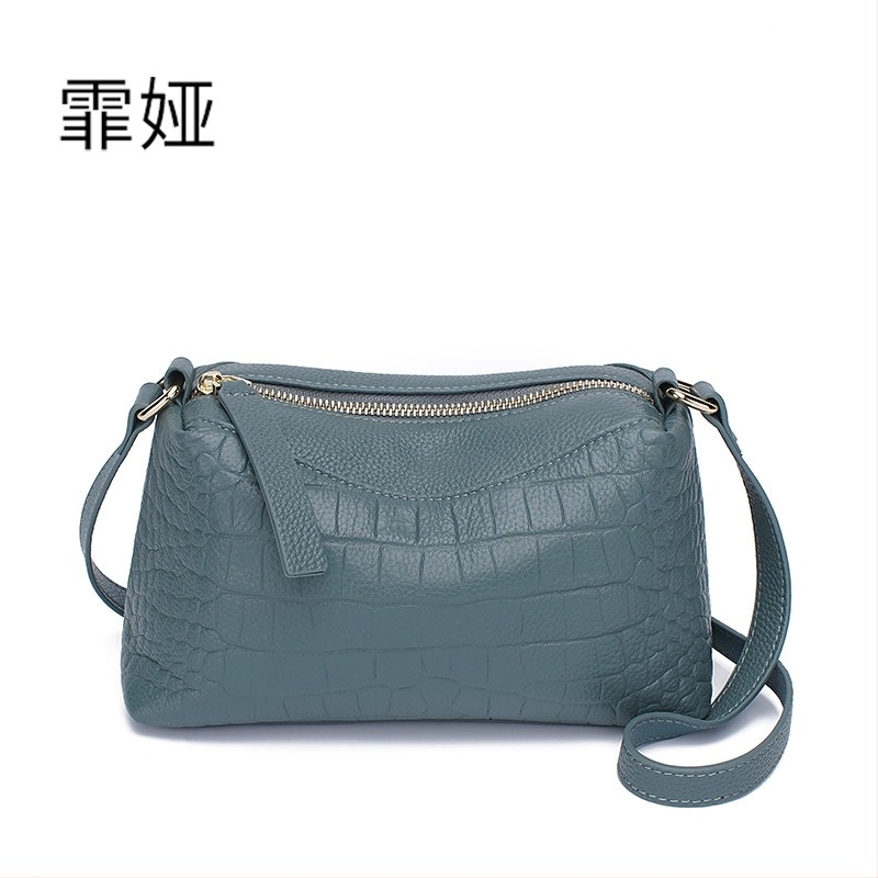 Első rétegű marhabőr kőmintás textúrájú, nyári valódi bőrből készült crossbody női táska, elegáns és mindennapi viseletre alkalmas