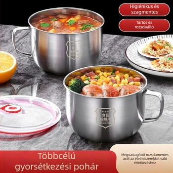 Rozsdamentes acélból készült instant tészta tál fedővel