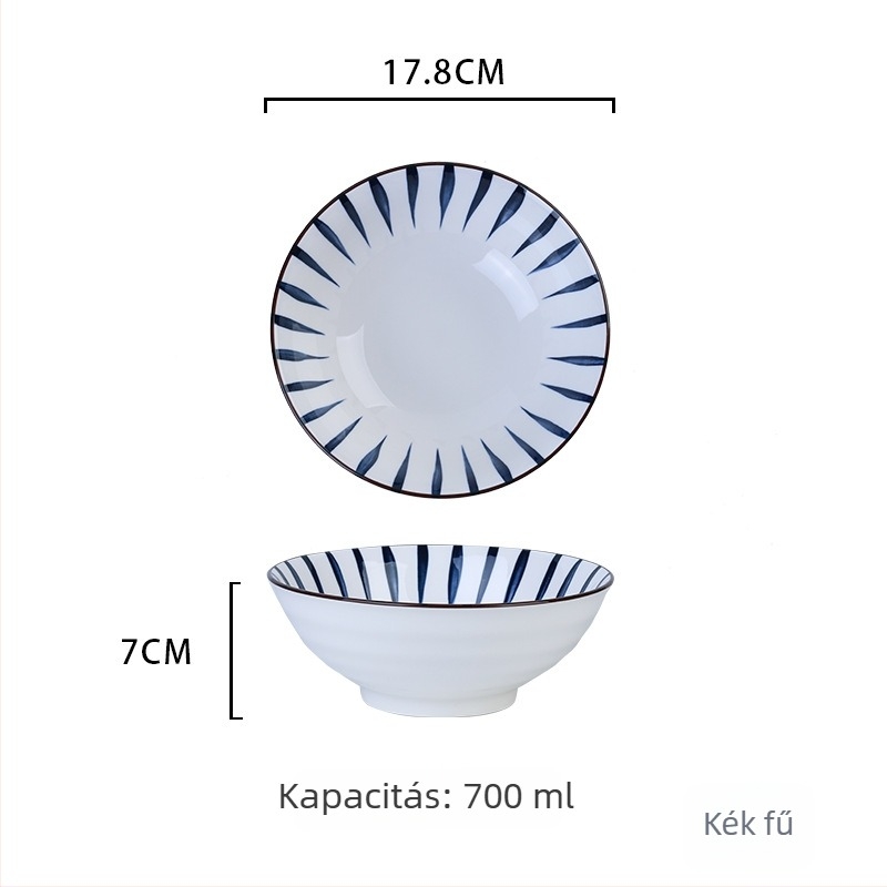 Japán stílusú porcelán étkészlet: leveses és tészta tálak, valamint tányérok