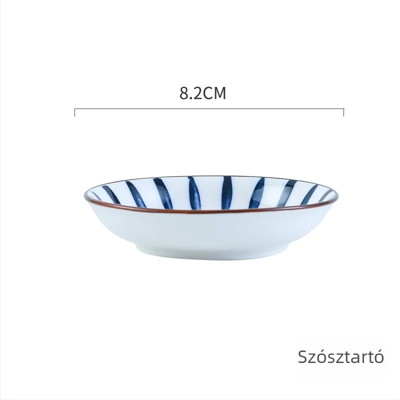 Japán stílusú porcelán étkészlet: leveses és tészta tálak, valamint tányérok