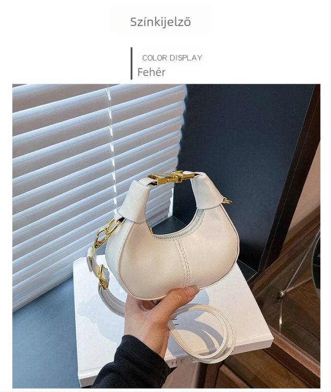 Divatos női crossbody táska félhold formájú dumpling dizájnnal, mini méret, rúzstartó rekesz, mindennapi használatra