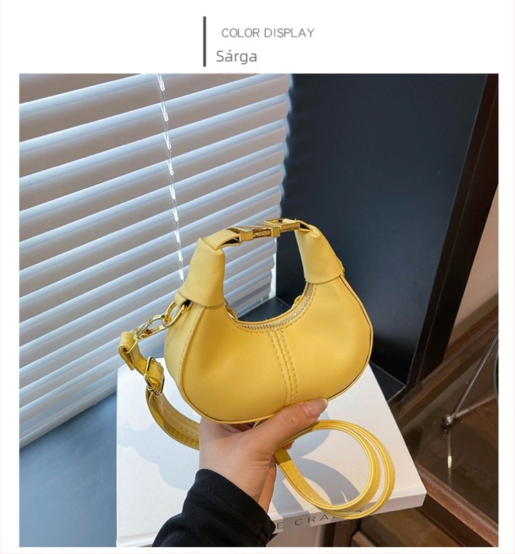 Divatos női crossbody táska félhold formájú dumpling dizájnnal, mini méret, rúzstartó rekesz, mindennapi használatra