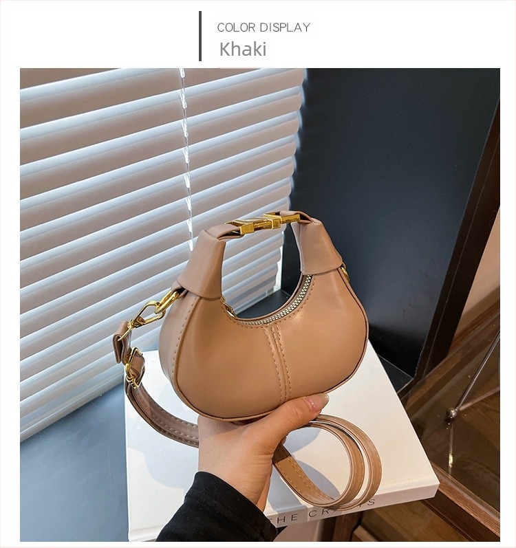 Divatos női crossbody táska félhold formájú dumpling dizájnnal, mini méret, rúzstartó rekesz, mindennapi használatra