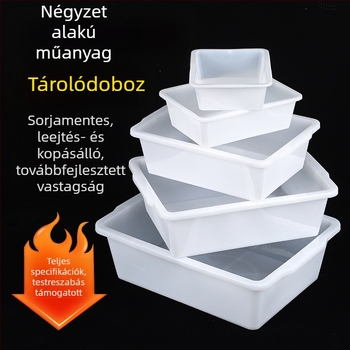 Műanyag élelmiszer-tároló doboz fedél nélkül, vastított kialakítással, konyha és menza számára