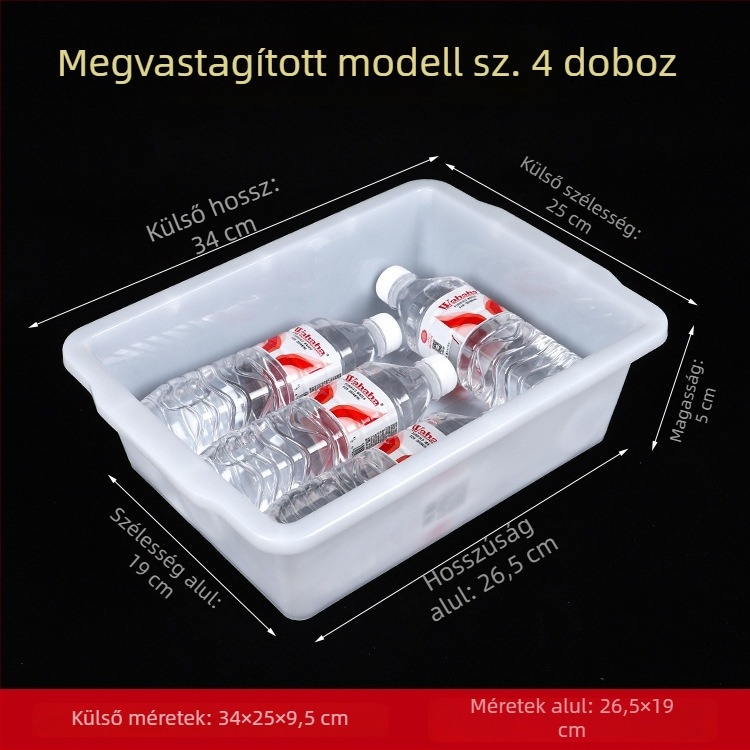 Műanyag élelmiszer-tároló doboz fedél nélkül, vastított kialakítással, konyha és menza számára