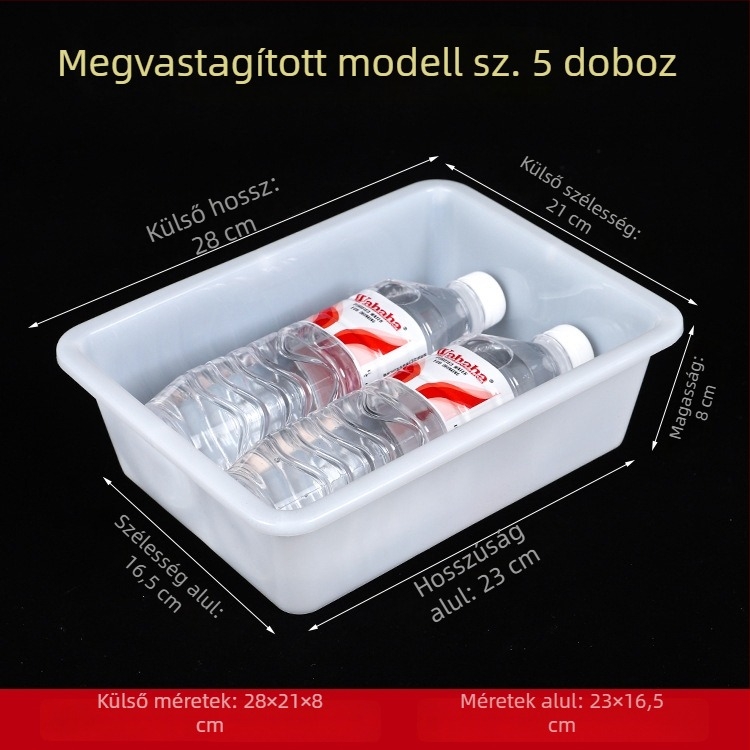 Műanyag élelmiszer-tároló doboz fedél nélkül, vastított kialakítással, konyha és menza számára