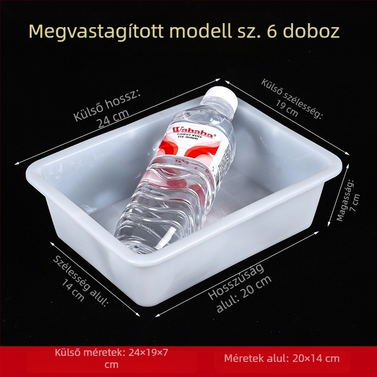 Műanyag élelmiszer-tároló doboz fedél nélkül, vastított kialakítással, konyha és menza számára