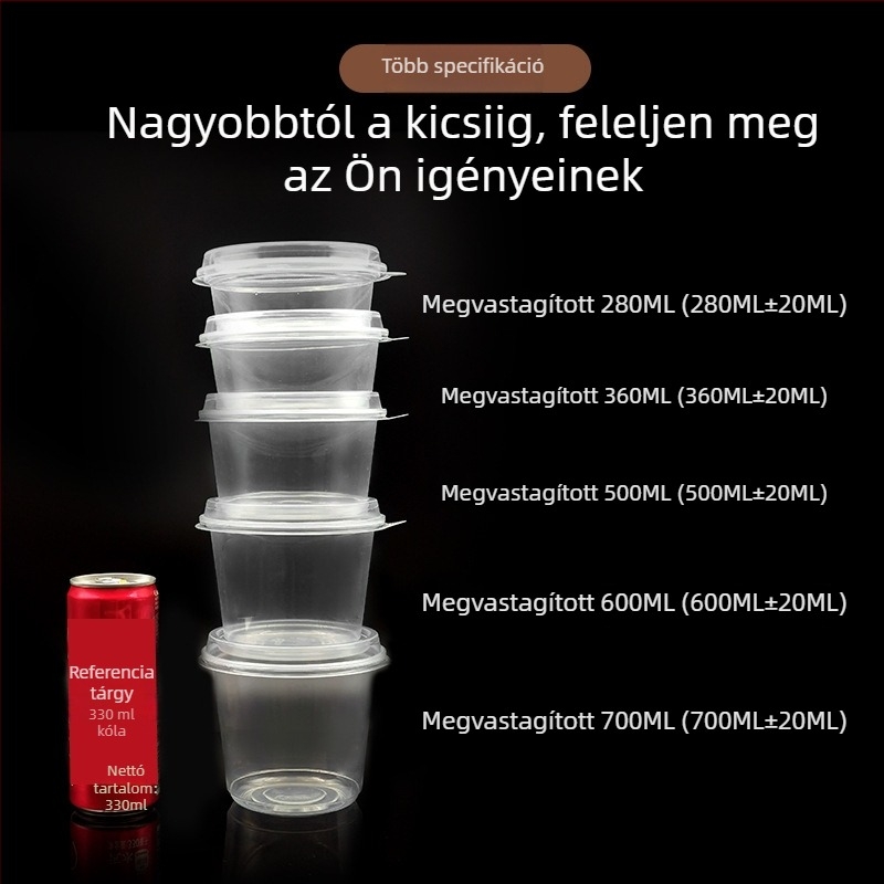 Yaokang egyszer használatos kerek műanyag ételtál csomagoláshoz, ideális jégporos desszertekhez, gyümölcstálakhoz és taró golyókhoz