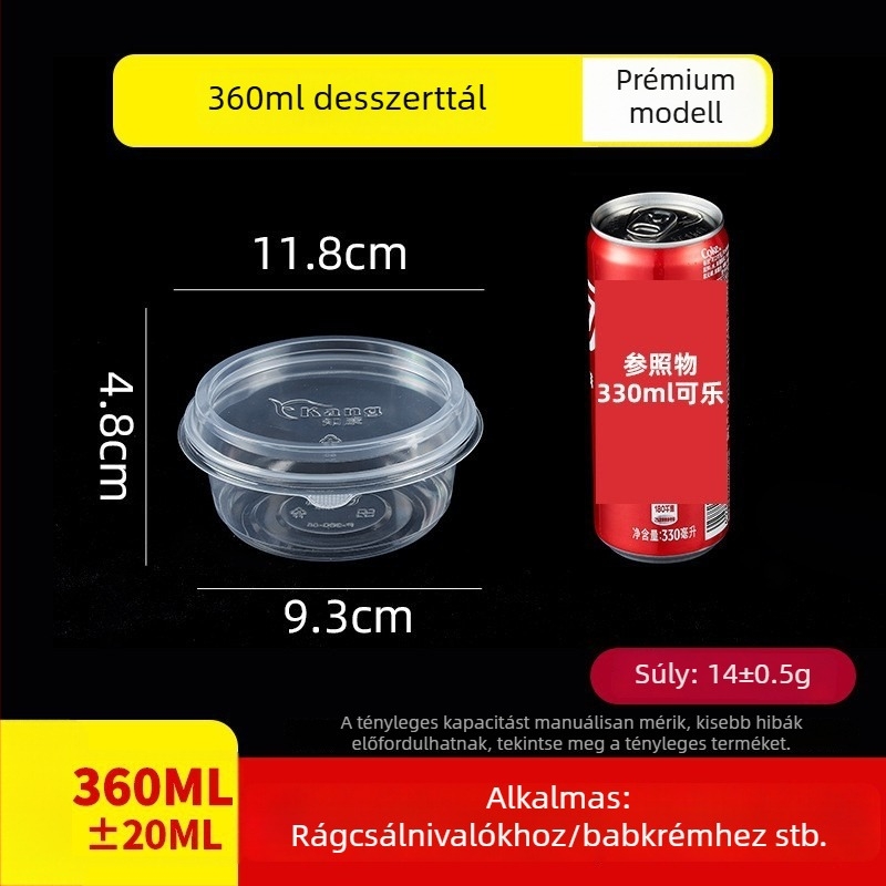 Yaokang egyszer használatos kerek műanyag ételtál csomagoláshoz, ideális jégporos desszertekhez, gyümölcstálakhoz és taró golyókhoz
