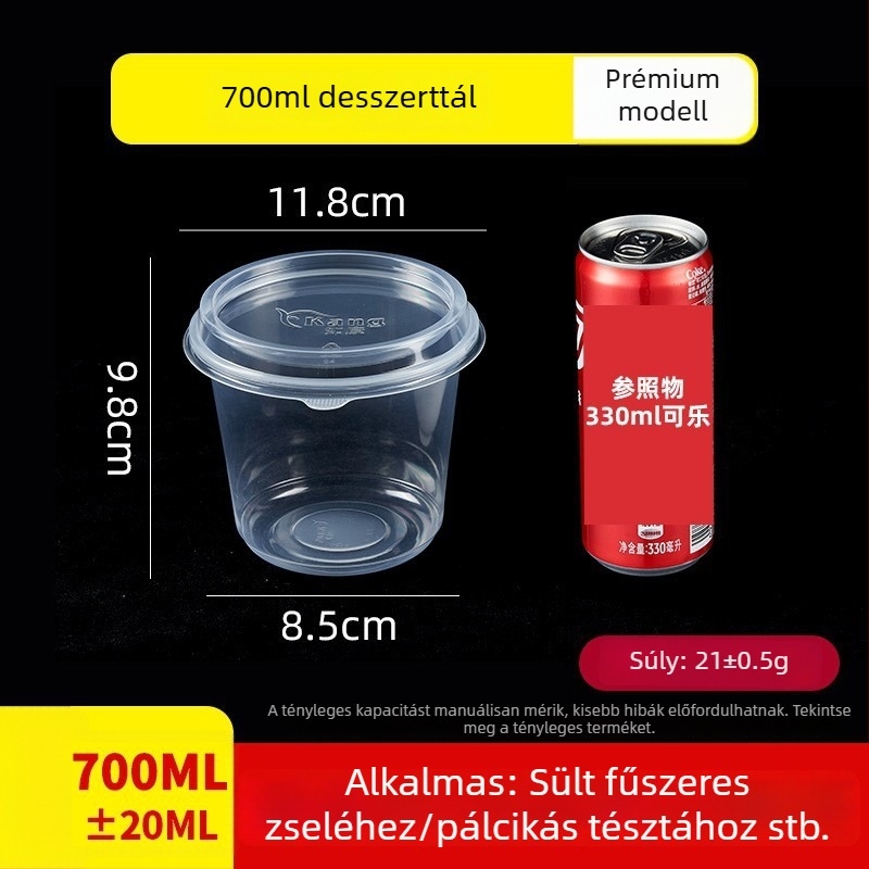 Yaokang egyszer használatos kerek műanyag ételtál csomagoláshoz, ideális jégporos desszertekhez, gyümölcstálakhoz és taró golyókhoz