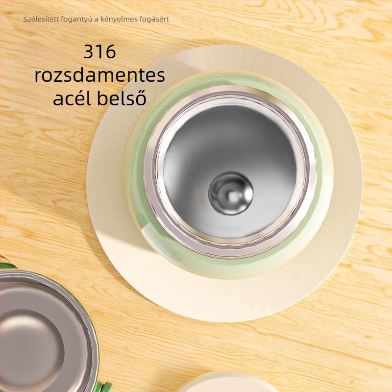 316 rozsdamentes acél - hőszigetelt leveses/ebédes tartó, nagy kapacitású, hordozható