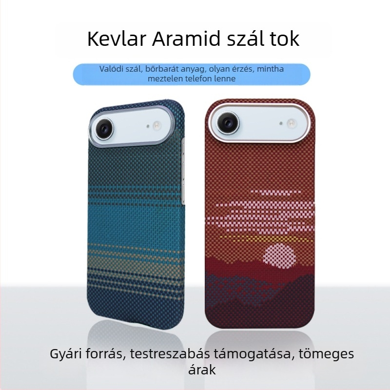 Nagykereskedelmi mobiltelefon tok Apple iPhone Air-höz, Kevlar-aramid mágneses, lychee mintázatú tok, magas minőségű