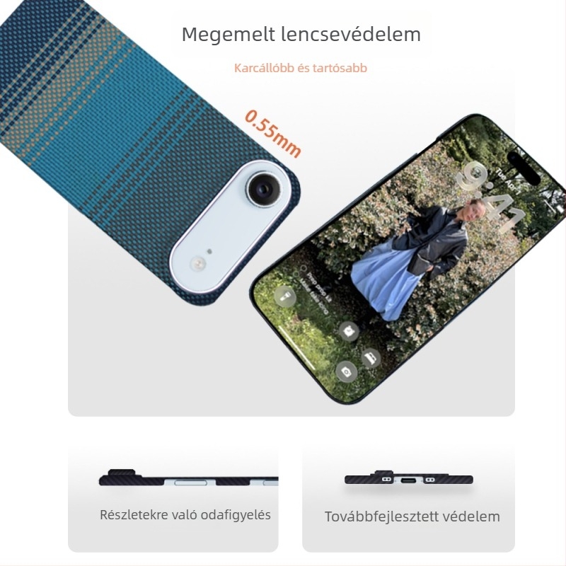 Nagykereskedelmi mobiltelefon tok Apple iPhone Air-höz, Kevlar-aramid mágneses, lychee mintázatú tok, magas minőségű