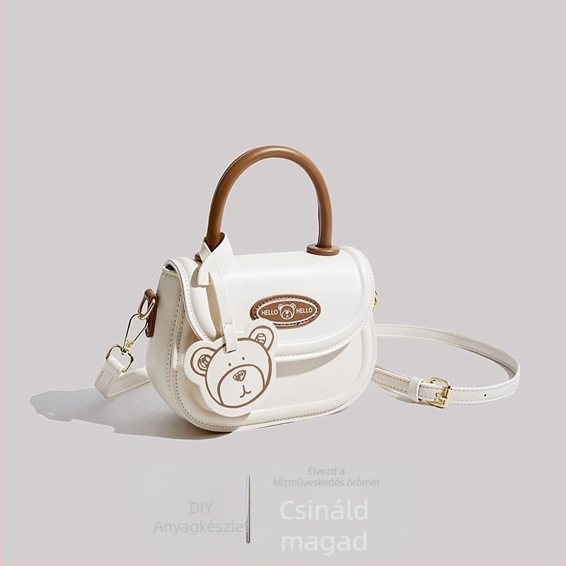 DIY készlet aranyos medve mintás crossbody saddle táska készítéséhez
