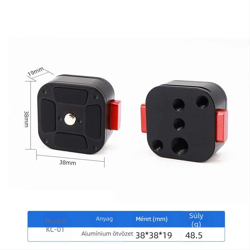 DSLR stabilizátor gyorskioldó csat és alaplemez, pan/tilt fej, 38 mm, tripod kiegészítő