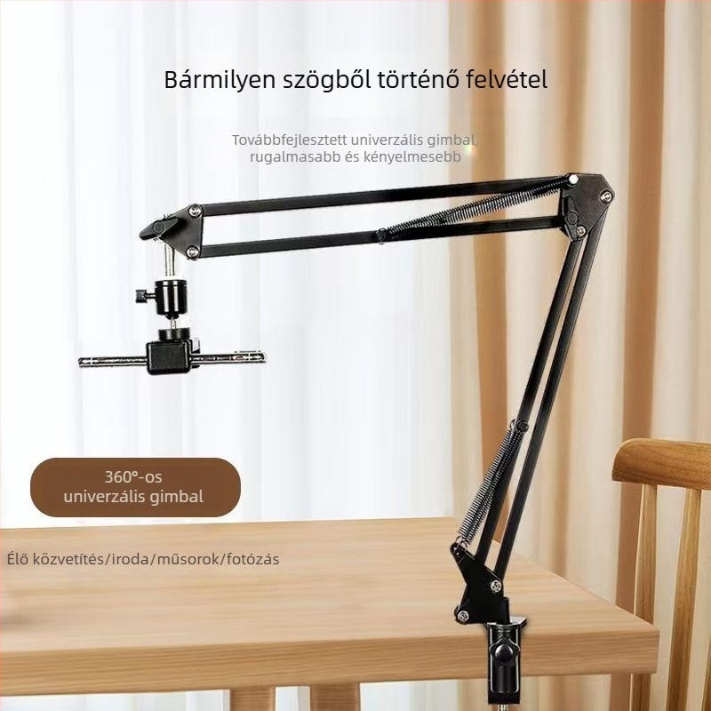 Fölé nyúló kantilever állvány telefonhoz, kamerához, monitorhoz és tablethez, 1/4 inch menet
