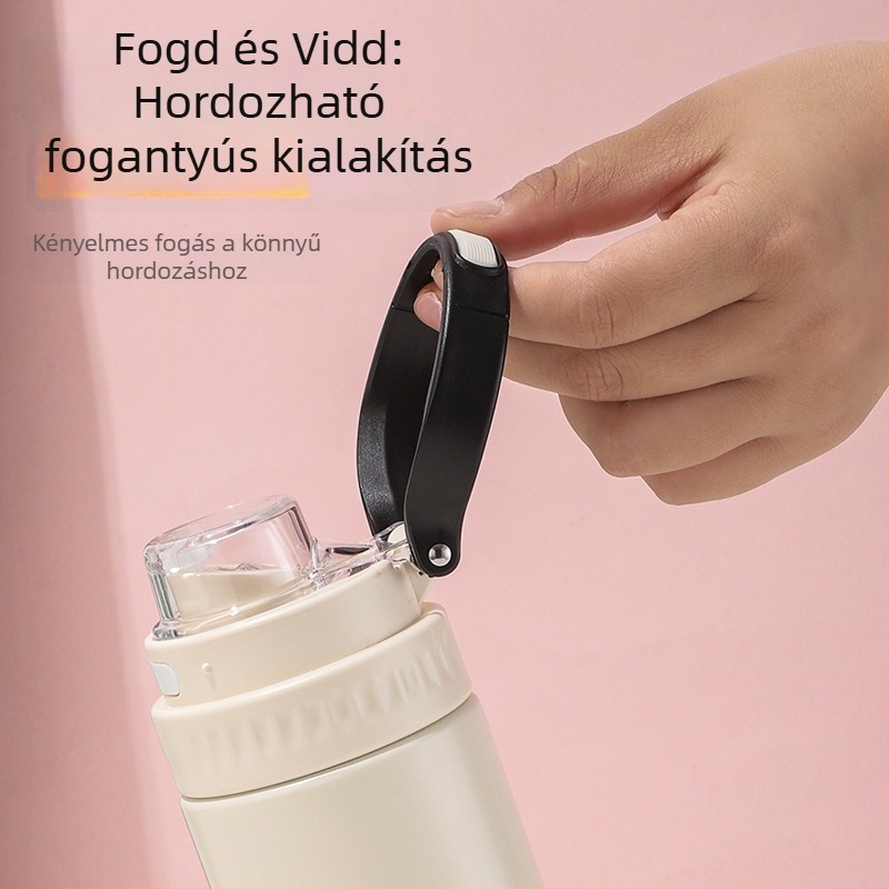 316 rozsdamentes acélból készült vákuum-szigetelt ivópalack, nagy kapacitású, fogantyúval, sporthoz és autózásra, dupla szívócsővel