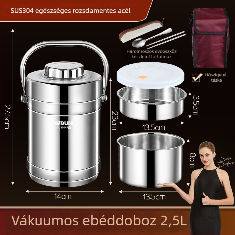 304 rozsdamentes acélból készült, hőszigetelt, többrétegű ebédes doboz, nagy kapacitású, diákoknak és irodai dolgozóknak