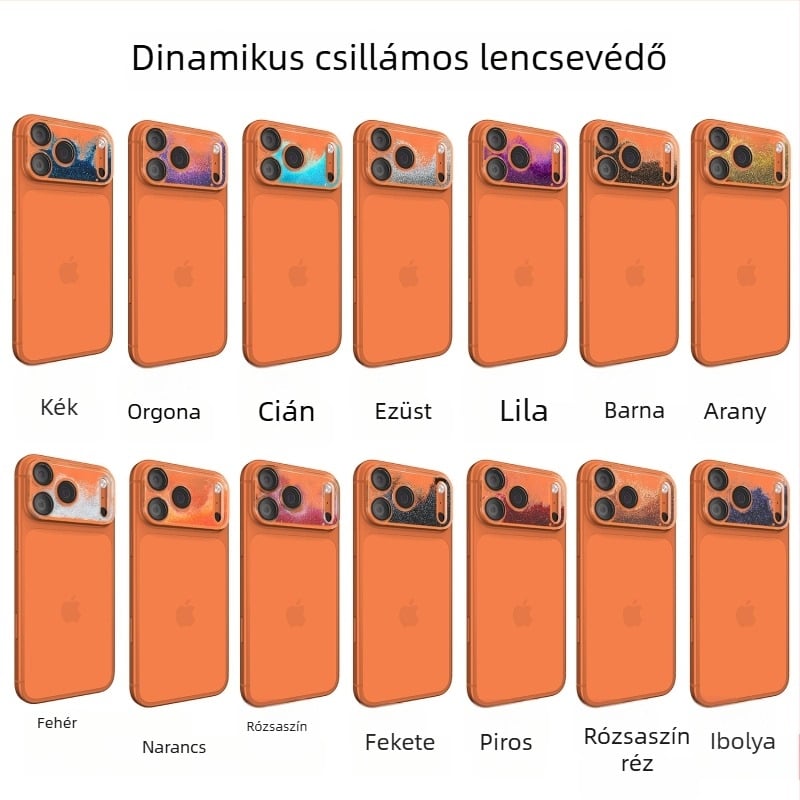 iPhone 17 Pro Max lencsevédő fólia dinamikus csillogással és folyékony homok alapú integrált védővel