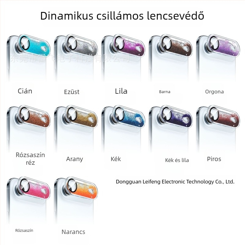 iPhone 17 Pro Max lencsevédő fólia dinamikus csillogással és folyékony homok alapú integrált védővel
