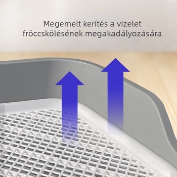 Kis méretű kutyáknak tervezett kutyatoalett, Bichon Frise, vizelet-tál és ürüléktál