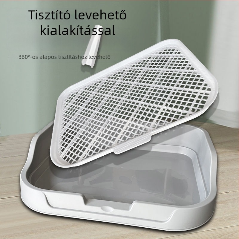 Kis méretű kutyáknak tervezett kutyatoalett, Bichon Frise, vizelet-tál és ürüléktál