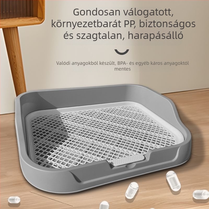 Kis méretű kutyáknak tervezett kutyatoalett, Bichon Frise, vizelet-tál és ürüléktál