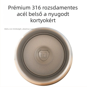 Stílusos vákuumos termosz pohár fogantyúval, két ivó lehetőség, szívószállal, hordozható, testreszabható