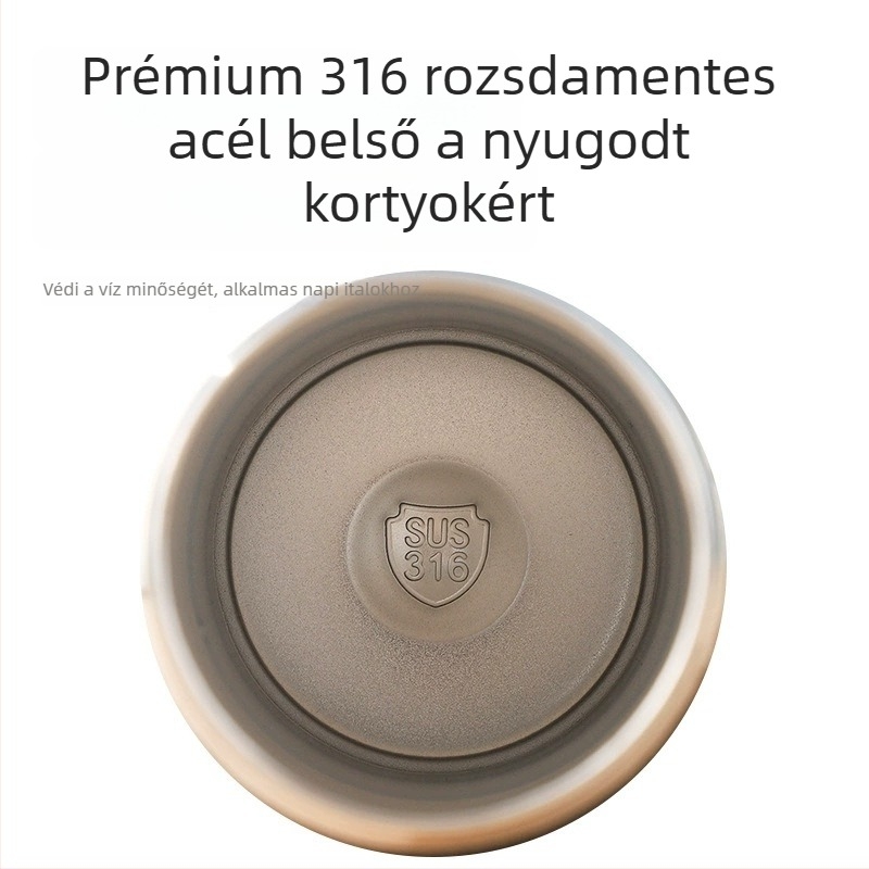 Stílusos vákuumos termosz pohár fogantyúval, két ivó lehetőség, szívószállal, hordozható, testreszabható
