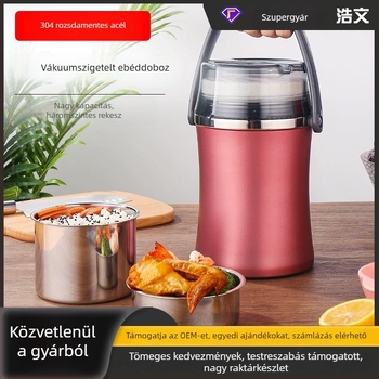 304 rozsdamentes acél vákuum-izolált ebédes tál, 2 literes kapacitás, irodai dolgozóknak és diákoknak