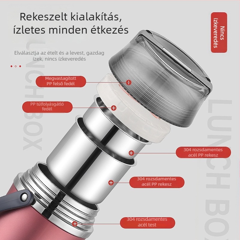 304 rozsdamentes acél vákuum-izolált ebédes tál, 2 literes kapacitás, irodai dolgozóknak és diákoknak