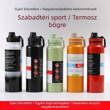 304 rozsdamentes acélból készült vákuum-izolációs termosz, kültéri sportokra, hordozható, nagy kapacitású