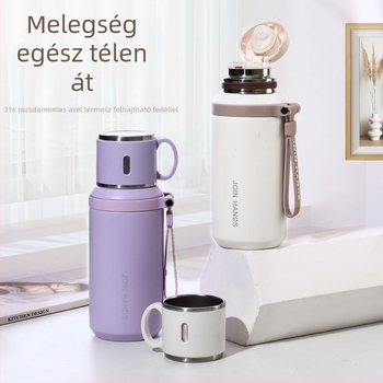 Tea–víz elválasztó termosz pohár, 316-os rozsdamentes acél belsővel, vastag test, nagy kapacitás, hordozható otthonra, irodába és utazáshoz